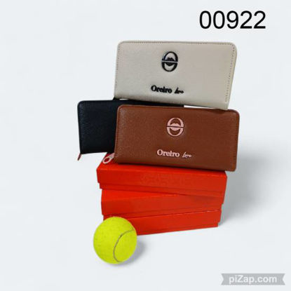 Imagen de BILLETERA "LAS OREIRO" CIERRE Y SOLAPA P/TARJETAS MOKA/NEGRO/HUESO 10.25